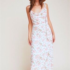 LPA Floral Maxi Dress in Pink and Cream